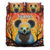 Australia Koala Custom Bedding Set - Aboriginal Koala With Flowers Bedding Set