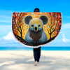 Australia Koala Custom Beach Blanket - Aboriginal Koala With Flowers Beach Blanket