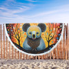 Australia Koala Custom Beach Blanket - Aboriginal Koala With Flowers Beach Blanket