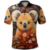 Australia Koala Custom Polo Shirt - Aboriginal Koala With Golden Wattle Flowers Polo Shirt
