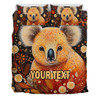 Australia Koala Custom Bedding Set - Aboriginal Koala With Golden Wattle Flowers Bedding Set