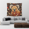 Australia Koala Custom Tapestry - Aboriginal Koala With Golden Wattle Flowers Tapestry