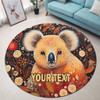 Australia Koala Custom Round Rug - Aboriginal Koala With Golden Wattle Flowers Round Rug