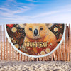 Australia Koala Custom Beach Blanket - Aboriginal Koala With Golden Wattle Flowers Beach Blanket