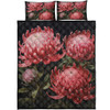 Australia Waratah Quilt Bed Set - Red Waratah Flowers Fine Art Ver1 Quilt Bed Set