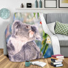 Australia Koala Blanket - Koala with a Scarlet Honeyeater Blanket
