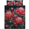 Australia Waratah Quilt Bed Set - Red Waratah Flowers Fine Art Ver2 Quilt Bed Set