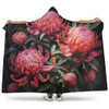 Australia Waratah Hooded Blanket - Red Waratah Flowers Fine Art Ver3 Hooded Blanket
