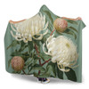 Australia Waratah Hooded Blanket - White Waratah Flowers Fine Art Ver1 Hooded Blanket