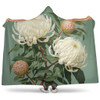 Australia Waratah Hooded Blanket - White Waratah Flowers Fine Art Ver1 Hooded Blanket