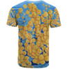 Australia Golden Wattle T-shirt - Golden Wattle Blue Background Oil Painting Art T-shirt