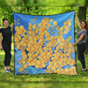 Australia Golden Wattle Quilt - Golden Wattle Blue Background Oil Painting Art Quilt