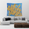 Australia Golden Wattle Tapestry - Golden Wattle Blue Background Oil Painting Art Tapestry