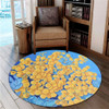 Australia Golden Wattle Round Rug - Golden Wattle Blue Background Oil Painting Art Round Rug