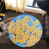 Australia Golden Wattle Round Rug - Golden Wattle Blue Background Oil Painting Art Round Rug