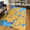 Australia Golden Wattle Area Rug - Golden Wattle Blue Background Oil Painting Art Area Rug