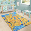 Australia Golden Wattle Area Rug - Golden Wattle Blue Background Oil Painting Art Area Rug