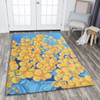 Australia Golden Wattle Area Rug - Golden Wattle Blue Background Oil Painting Art Area Rug