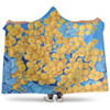 Australia Golden Wattle Hooded Blanket - Golden Wattle Blue Background Oil Painting Art Hooded Blanket