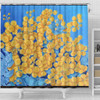 Australia Golden Wattle Shower Curtain - Golden Wattle Blue Background Oil Painting Art Shower Curtain