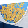 Australia Golden Wattle Beach Blanket - Golden Wattle Blue Background Oil Painting Art Beach Blanket