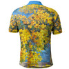 Australia Golden Wattle Polo Shirt - Golden Wattle Bouquet Blue Background Oil Painting Art  Polo Shirt