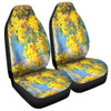 Australia Golden Wattle Car Seat Covers - Golden Wattle Bouquet Blue Background Oil Painting Art  Car Seat Covers