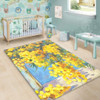 Australia Golden Wattle Area Rug - Golden Wattle Bouquet Blue Background Oil Painting Art  Area Rug