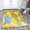 Australia Golden Wattle Area Rug - Golden Wattle Bouquet Blue Background Oil Painting Art  Area Rug