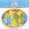 Australia Golden Wattle Beach Blanket - Golden Wattle Bouquet Blue Background Oil Painting Art  Beach Blanket