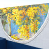 Australia Golden Wattle Beach Blanket - Golden Wattle Bouquet Blue Background Oil Painting Art  Beach Blanket