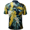 Australia Golden Wattle Polo Shirt - Golden Wattle Seamless Patterns Blue Background Polo Shirt