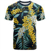 Australia Golden Wattle T-shirt - Golden Wattle Seamless Patterns Blue Background T-shirt