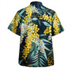 Australia Golden Wattle Hawaiian Shirt - Golden Wattle Seamless Patterns Blue Background Hawaiian Shirt