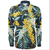 Australia Golden Wattle Long Sleeve Shirts - Golden Wattle Seamless Patterns Blue Background Long Sleeve Shirts