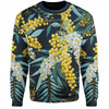 Australia Golden Wattle Sweatshirt - Golden Wattle Seamless Patterns Blue Background Sweatshirt