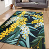 Australia Golden Wattle Area Rug - Golden Wattle Seamless Patterns Blue Background Area Rug