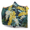 Australia Golden Wattle Hooded Blanket - Golden Wattle Seamless Patterns Blue Background Hooded Blanket