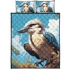 Australia Kookaburra Quilt Bed Set - Kookaburra Blue Background Quilt Bed Set