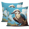 Australia Kookaburra Pillow Covers - Kookaburra Blue Background Pillow Covers