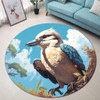 Australia Kookaburra Round Rug - Kookaburra Blue Background Round Rug