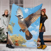 Australia Kookaburra Blanket - Flying Kookaburra with Blue Sky Blanket