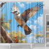 Australia Kookaburra Shower Curtain - Flying Kookaburra with Blue Sky Shower Curtain