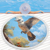 Australia Kookaburra Beach Blanket - Flying Kookaburra with Blue Sky Beach Blanket