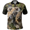 Australia Koala Polo Shirt - Three Koalas with Gum Trees Ver1 Polo Shirt