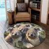 Australia Koala Round Rug - Three Koalas with Gum Trees Ver1 Round Rug