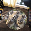 Australia Koala Round Rug - Three Koalas with Gum Trees Ver1 Round Rug
