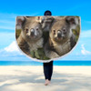 Australia Koala Beach Blanket - Three Koalas with Gum Trees Ver1 Beach Blanket