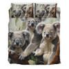 Australia Koala Bedding Set - Three Koalas with Gum Trees Ver2 Bedding Set