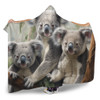 Australia Koala Hooded Blanket - Three Koalas with Gum Trees Ver2 Hooded Blanket